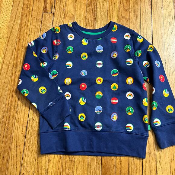 Little Bird Sweatshirt Toddler Kids 3-4 Blue All Over Print Rainbow - Picture 1 of 5